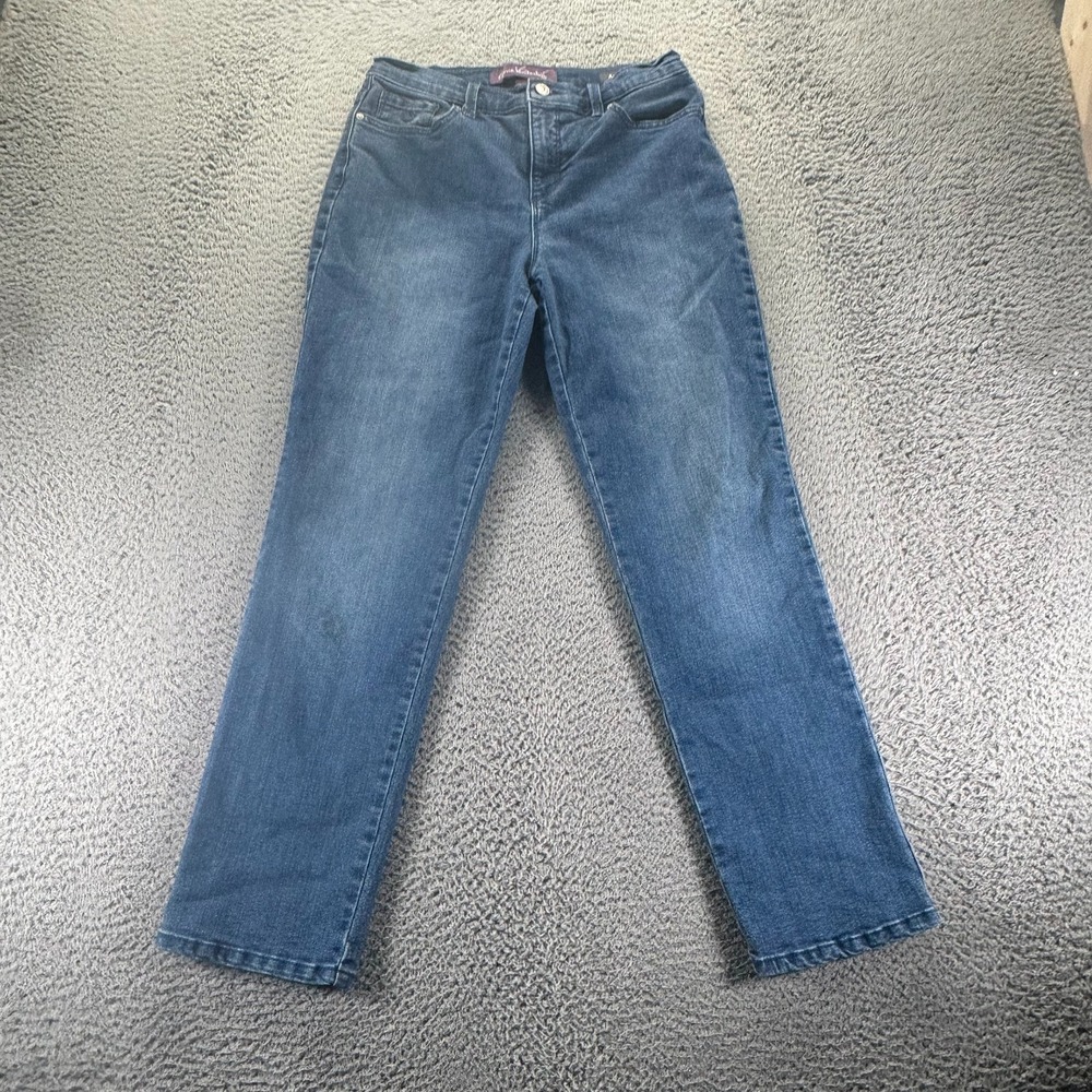 Gloria Vanderbilt Amanda Jeans Women 8 Blue Cotton Denim Straight Workwear Faded